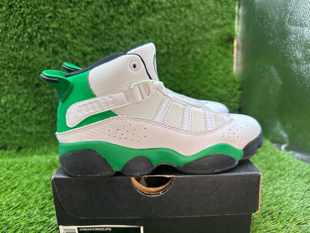 Air Jordan 6 Rings 323432-131 Athletic Sneaker Shoes Boys 1.5Y White Leather